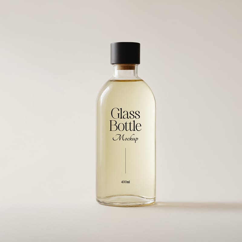 Minimal Glass Bottle Mockup PSD