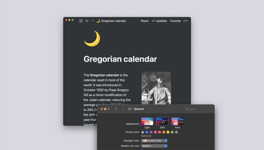 Notion color theme panel