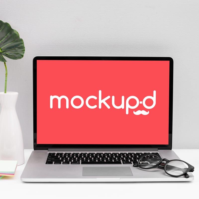 Office Desk Laptop Mockup PSD