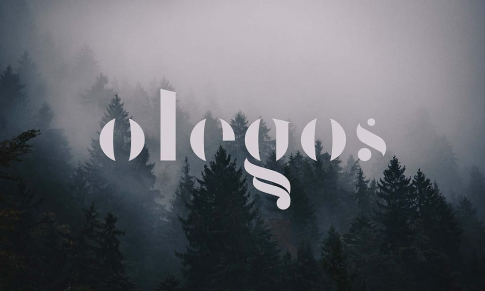 The Olegos typeface, an elegant and high-fashion chunky font with unique cutouts.