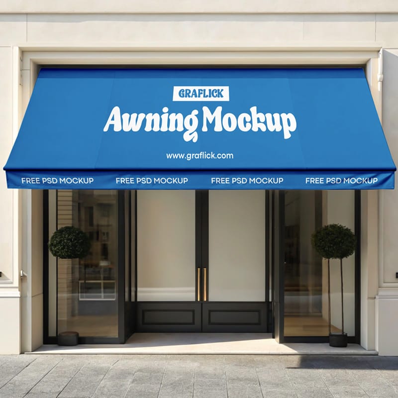 Outdoor Shop Window Awning Mockup PSD