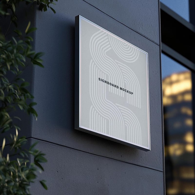 Outdoor Wall Signboard Mockup PSD