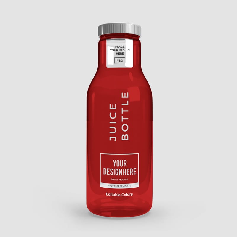 Photorealistic Juice Bottle Mockup Template PSD