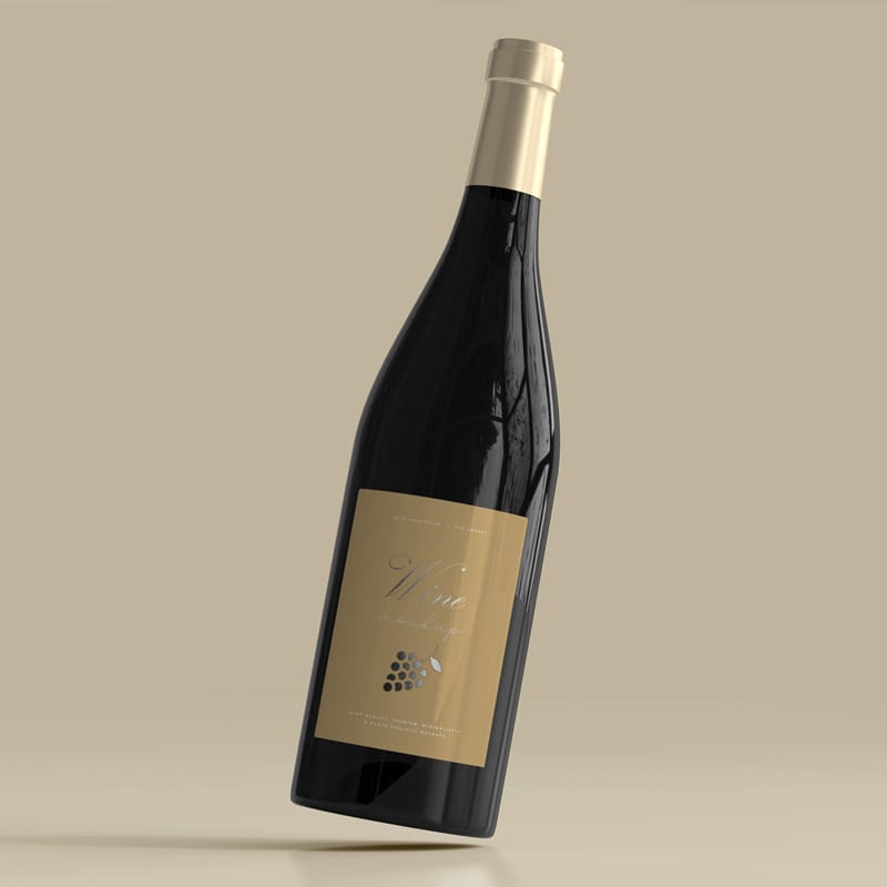 Photorealistic Wine Bottle Mockup Design PSD