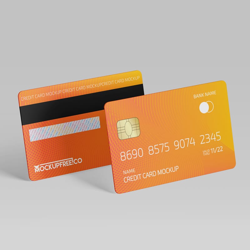Plastic Credit Cards Mockups PSD
