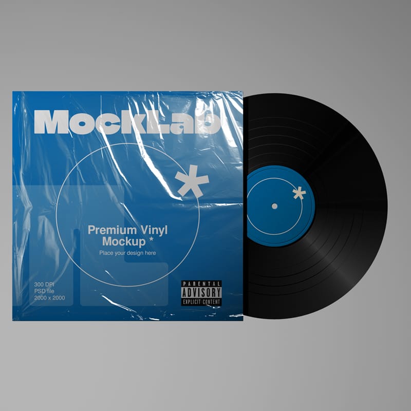 Premium Vinyl Mockup with Cover PSD