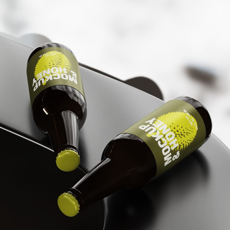 Realistic Beer Bottle Mockup PSD