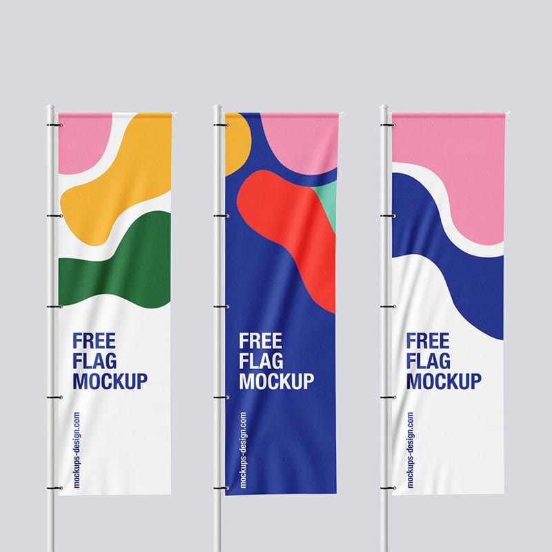 Rectangle Pole Flag Mockup PSD