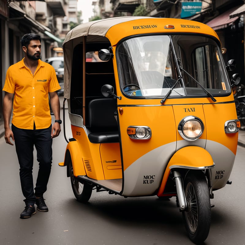Rickshaw Taxi Mockup PSD