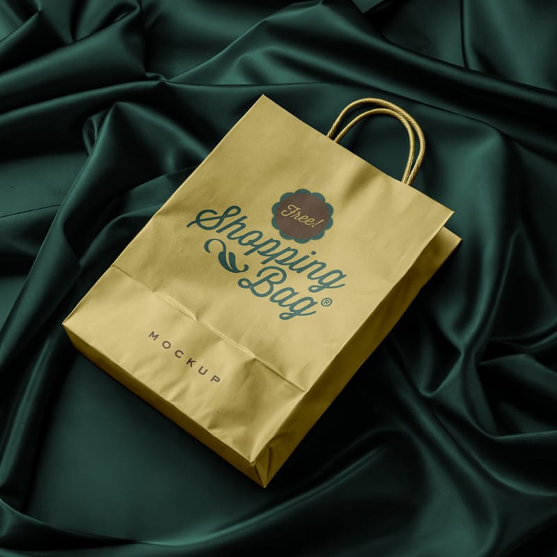 Silk Background Branding Shopping Bag Mockup PSD