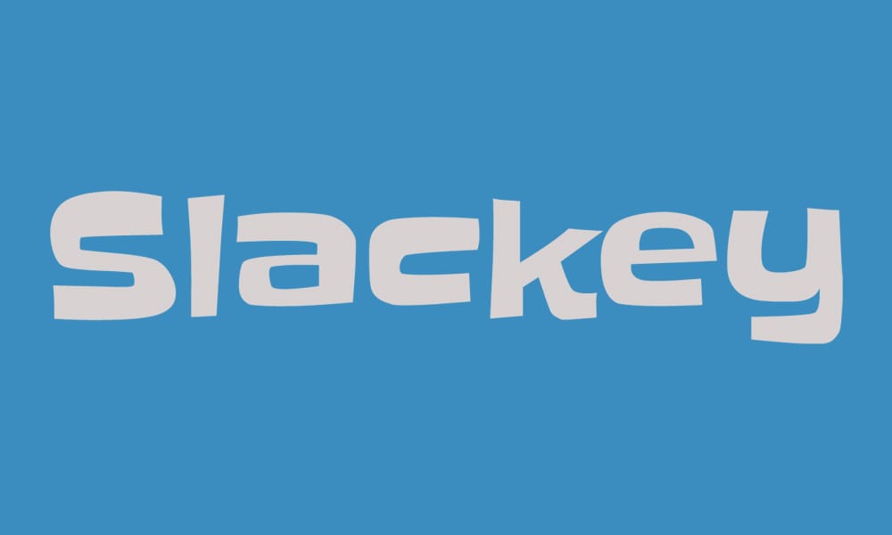 The free chunky font Slackey shown in a casual, cartoonish style.