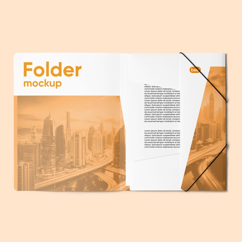 Stationery Open Folder Mockup PSD