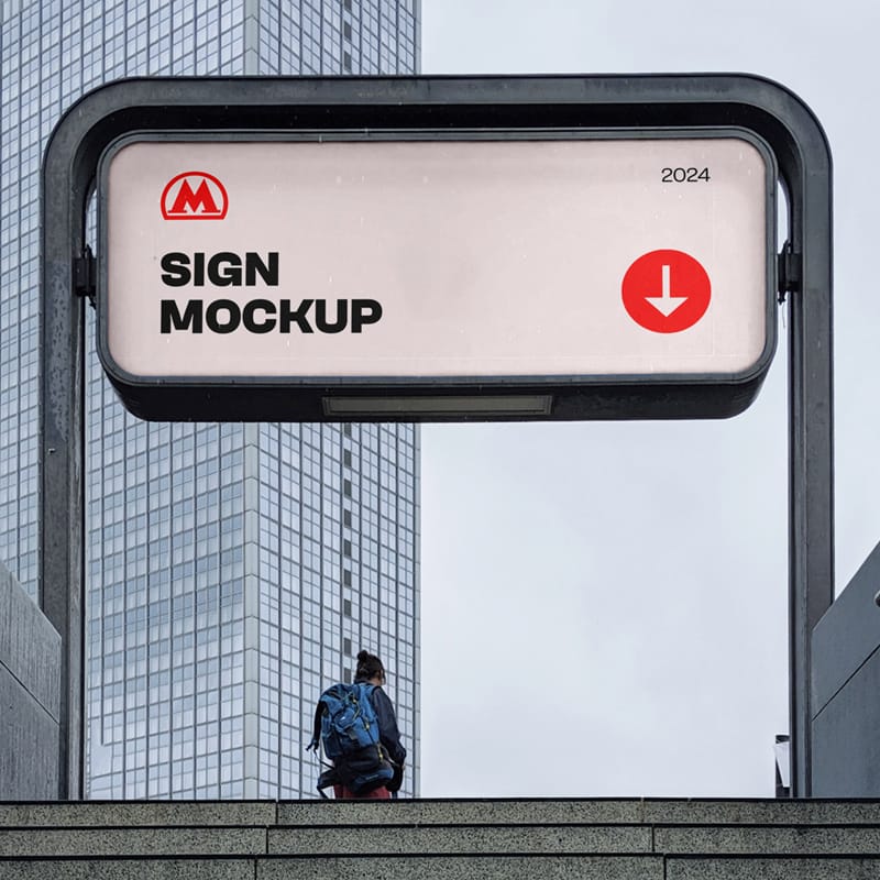 Subway Sign Mockup PSD