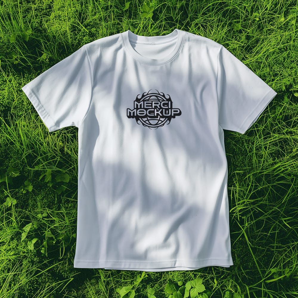 T-shirt Mockup Bg Grass PSD