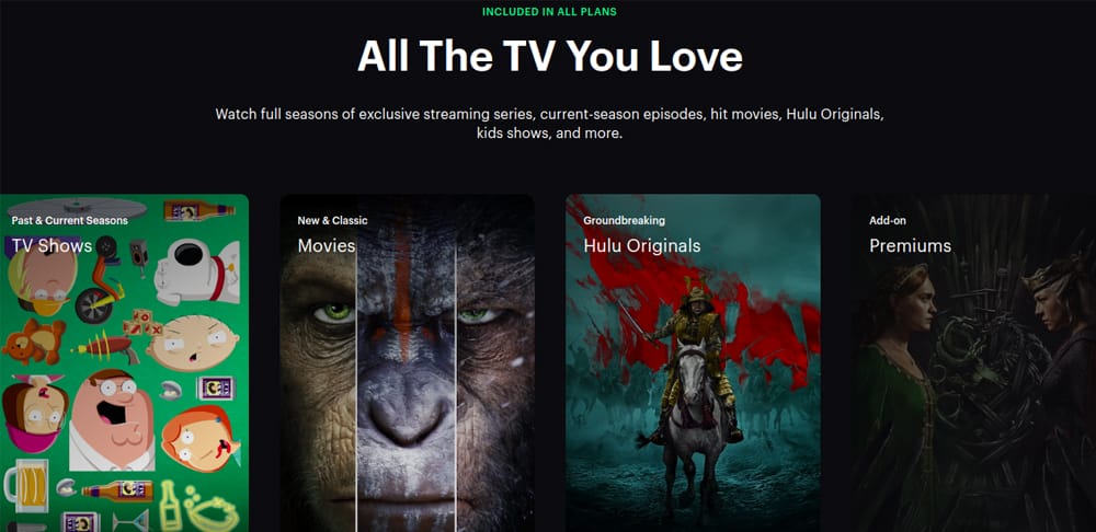 The streaming website uses dark colors