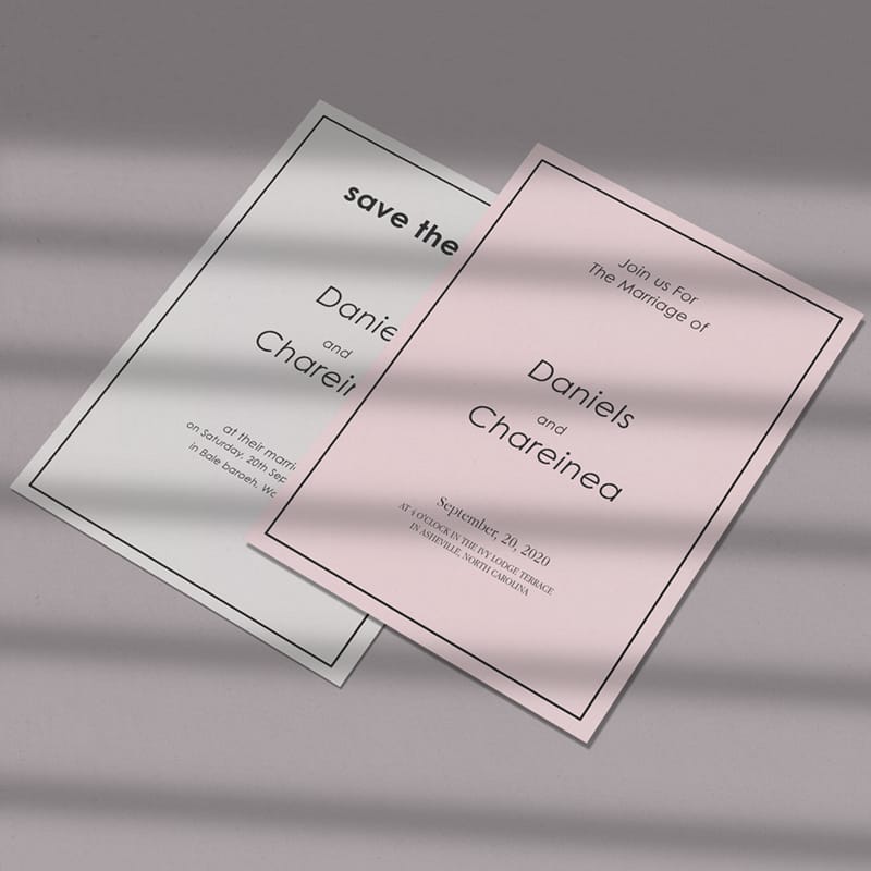 Wedding Invitation Suite Mockup PSD