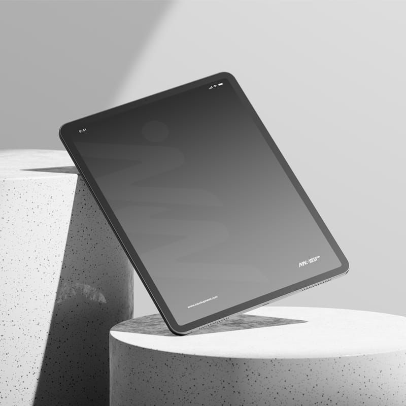 iPad Pro Mockup On Round Podium PSD