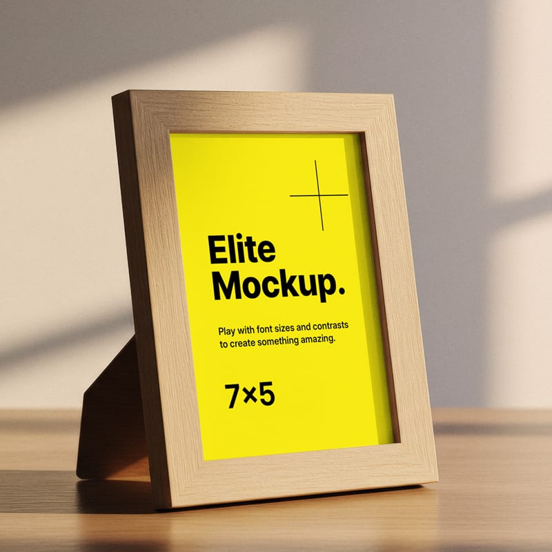 7x5 Wooden Photo Frame Mockup PSD