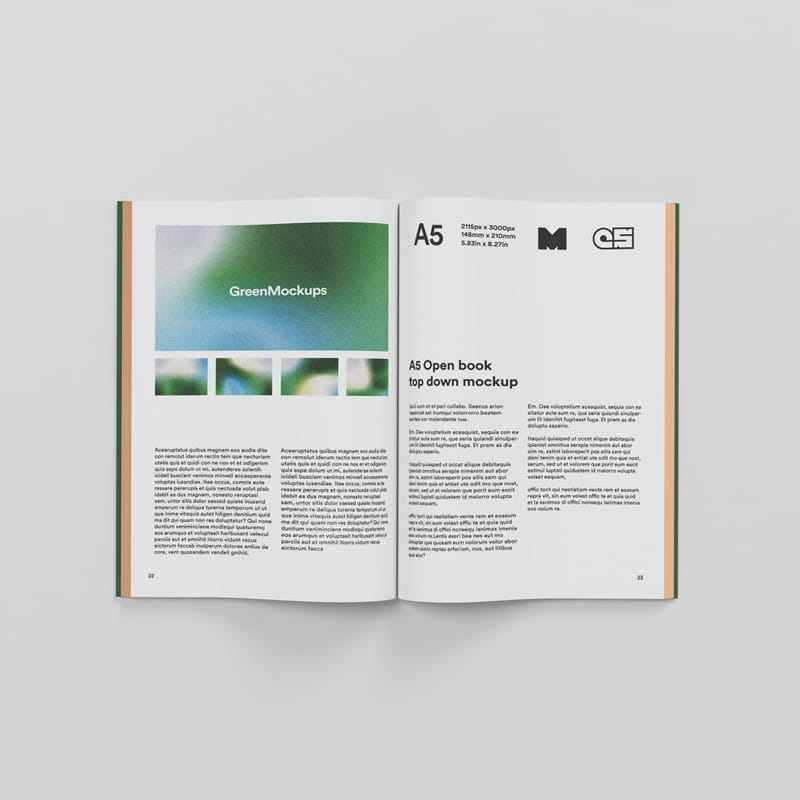 A5 Open Book Top Down Mockup PSD
