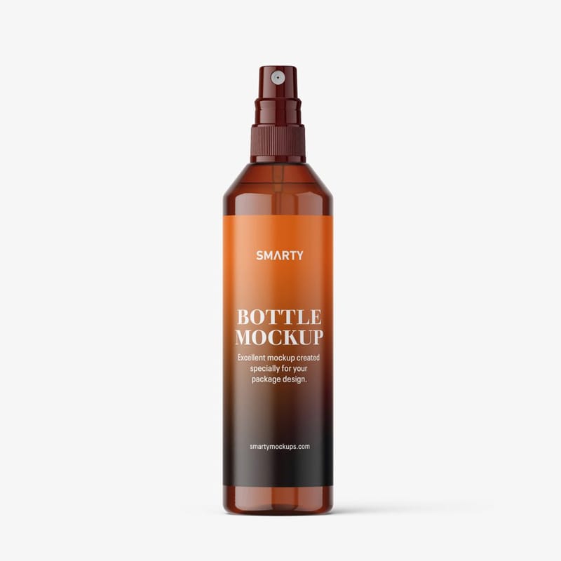 Amber Spray Bottle Mockup PSD