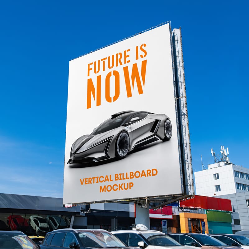 Big Vertical Billboard Mockup PSD