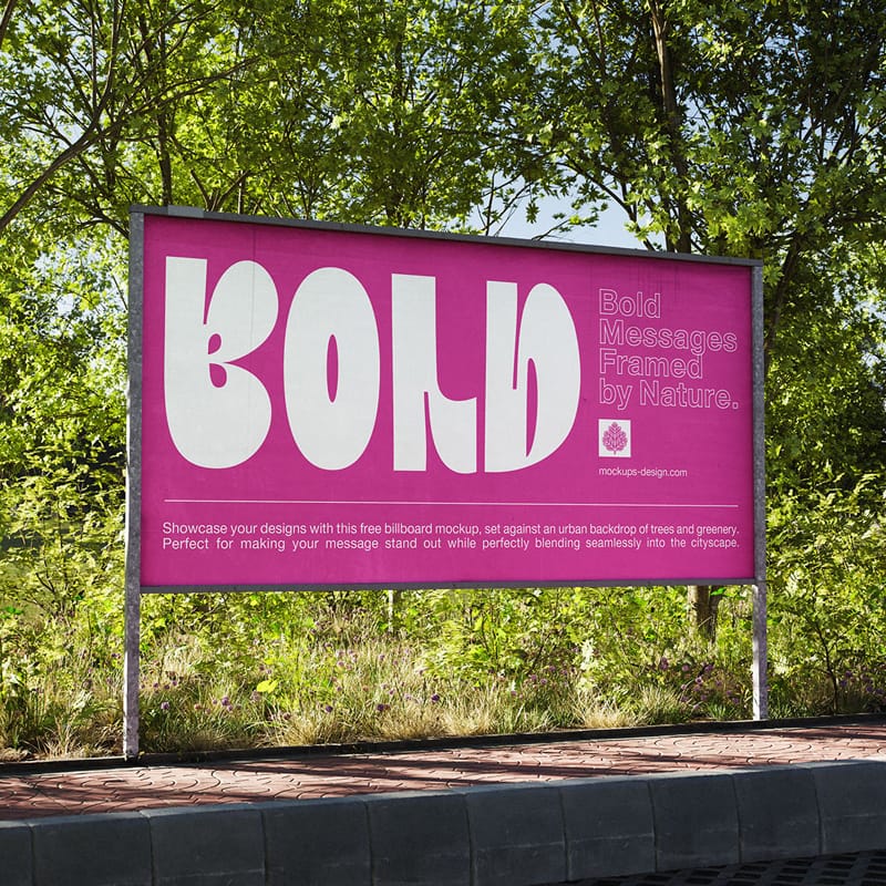 Billboard Mockup in Green Surroundings PSD