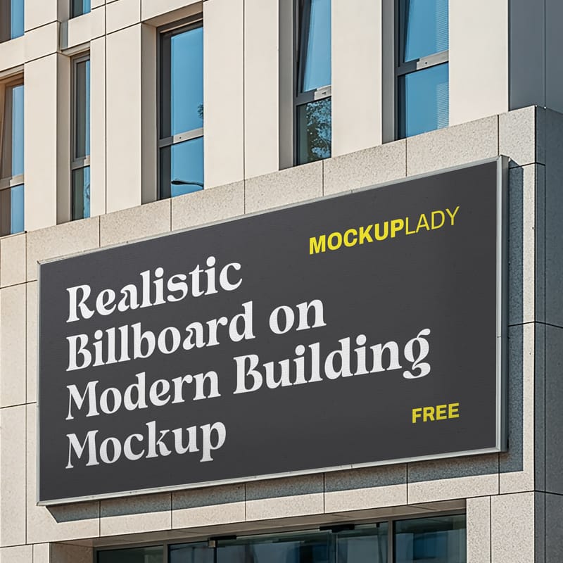 Billboard on Modern Building Mockup PSD