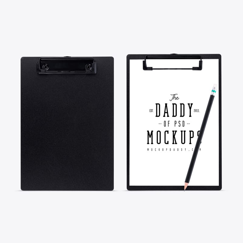 Black Clipboard with Paper Mockup PSD