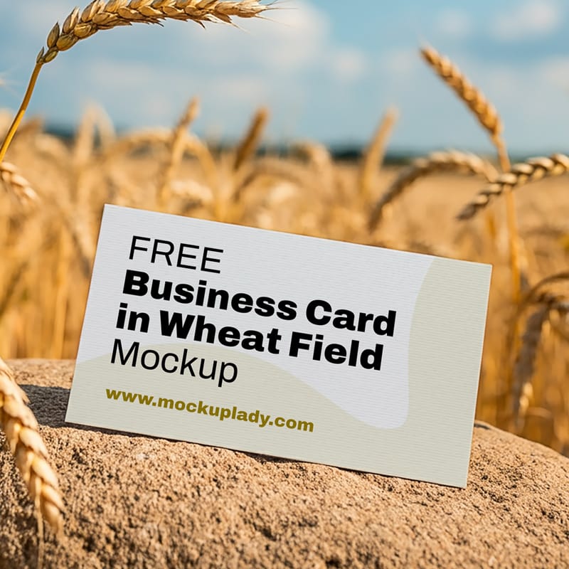 Business Card in Wheat Field Mockup PSD