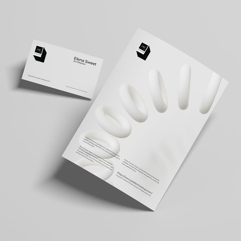 Business Card with Poster Mockup PSD