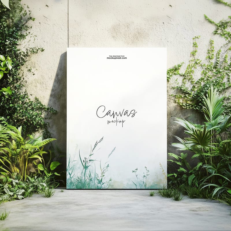 Canvas Mockup In Outdoor Garden PSD