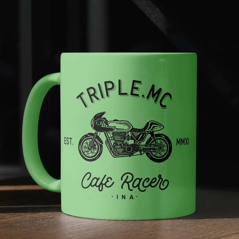 Ceramic Mug on Desk Mockup PSD