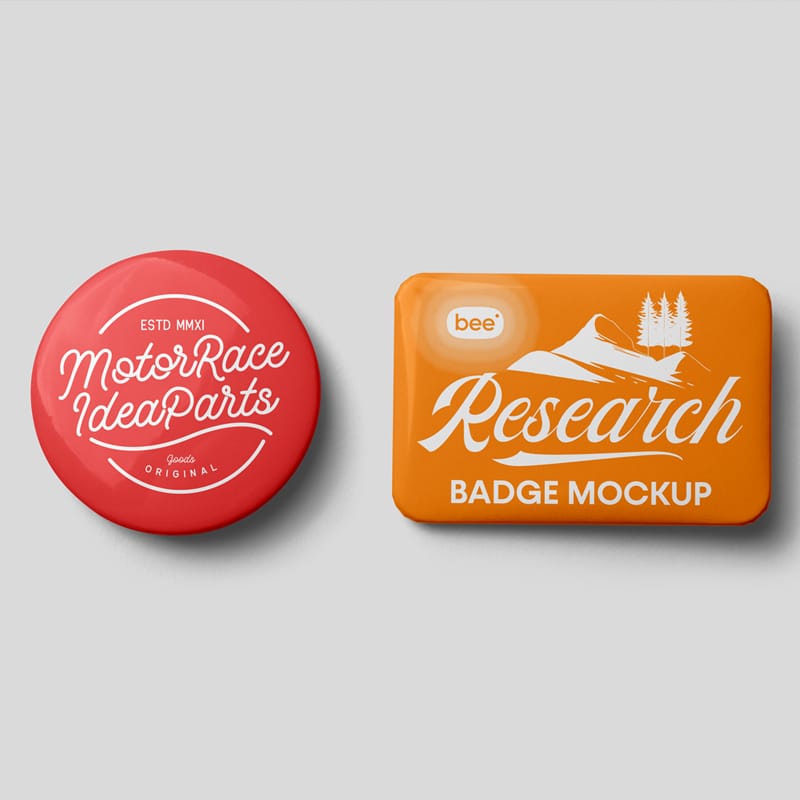 Circle and Rectangle Badge Mockup PSD