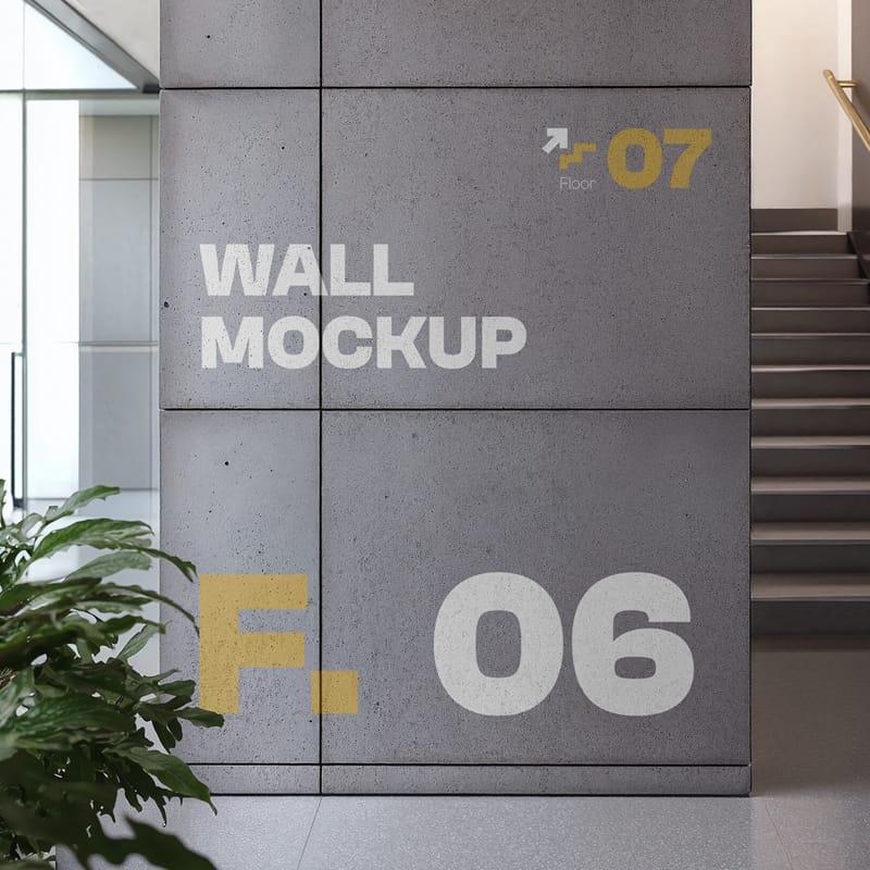 Concrete Wall on the Office Mockup PSD
