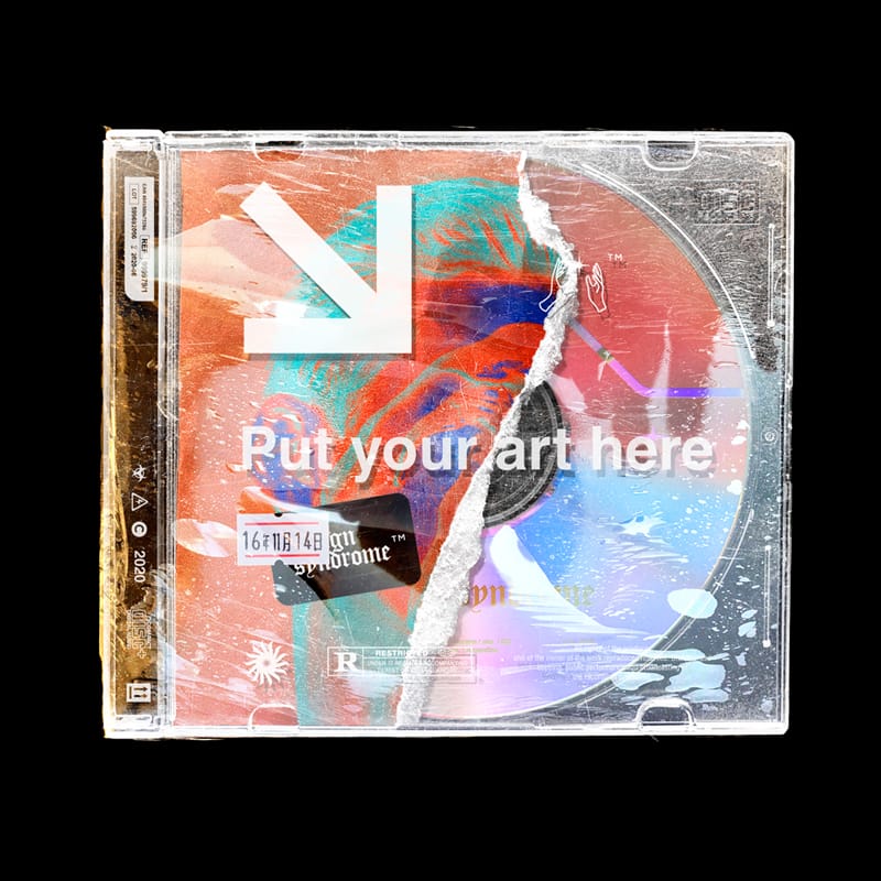 Distressed CD Cover Mockup PSD