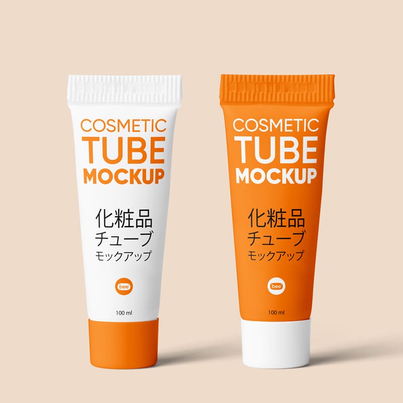 Double Tiny Cosmetic Tube Mockup PSD