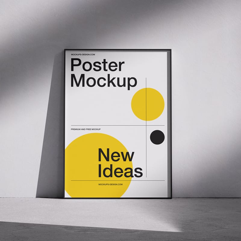 Elegant Poster Mockup on the Floor PSD