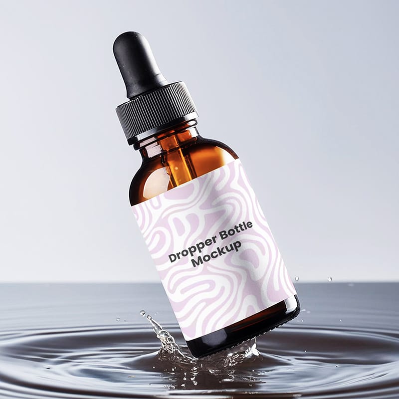 Floating Dropper Bottle Mockup PSD