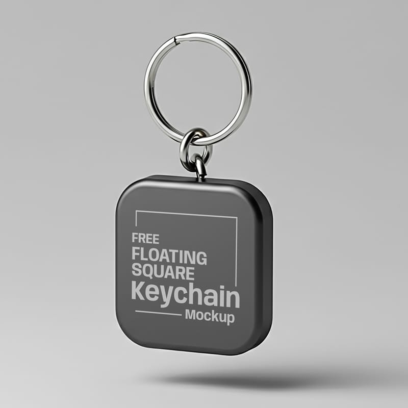 Floating Square Keychain Mockup PSD