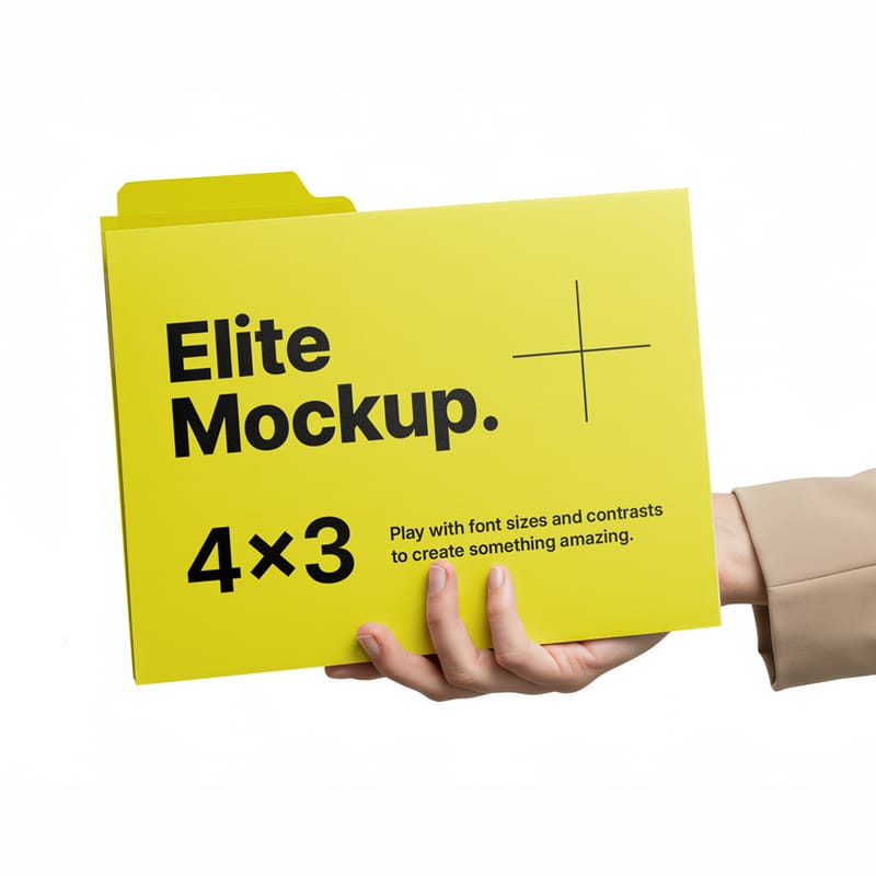 Folder in a Hand Mockup PSD