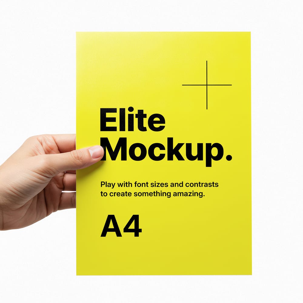 Free A4 Mockup with Hands PSD