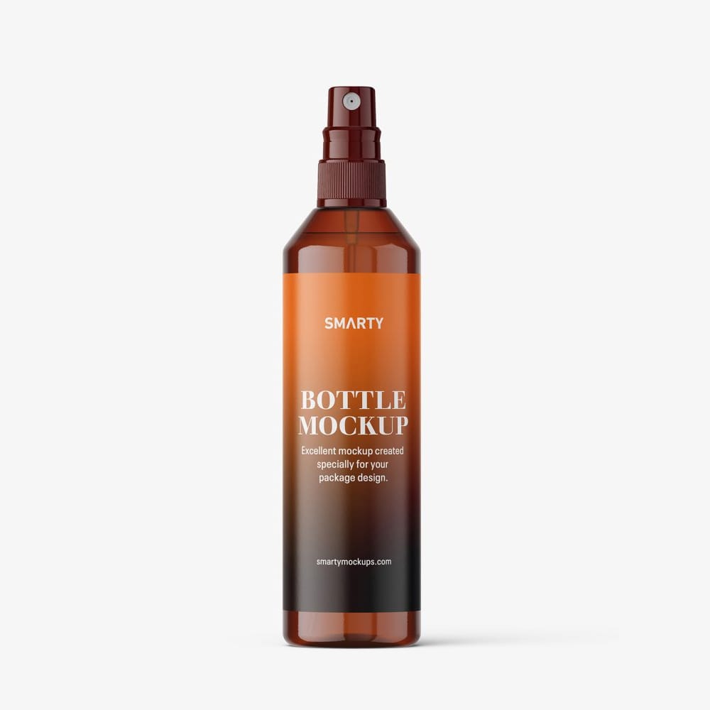 Free Amber Spray Bottle Mockup PSD