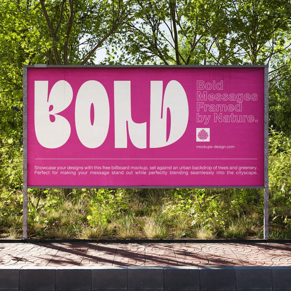 Free Billboard Mockup in Green Surroundings PSD