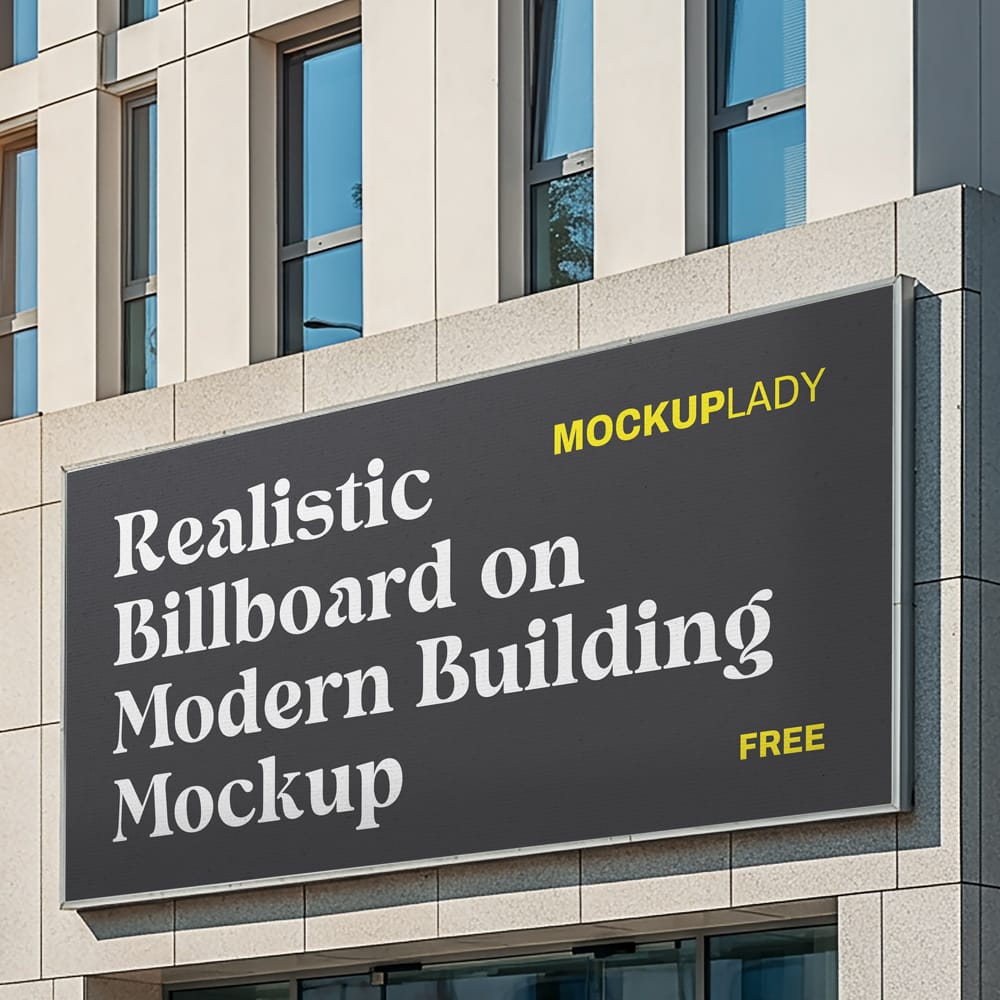 Free Billboard on Modern Building Mockup PSD