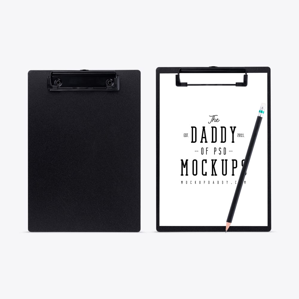 Free Black Clipboard with Paper Mockup PSD