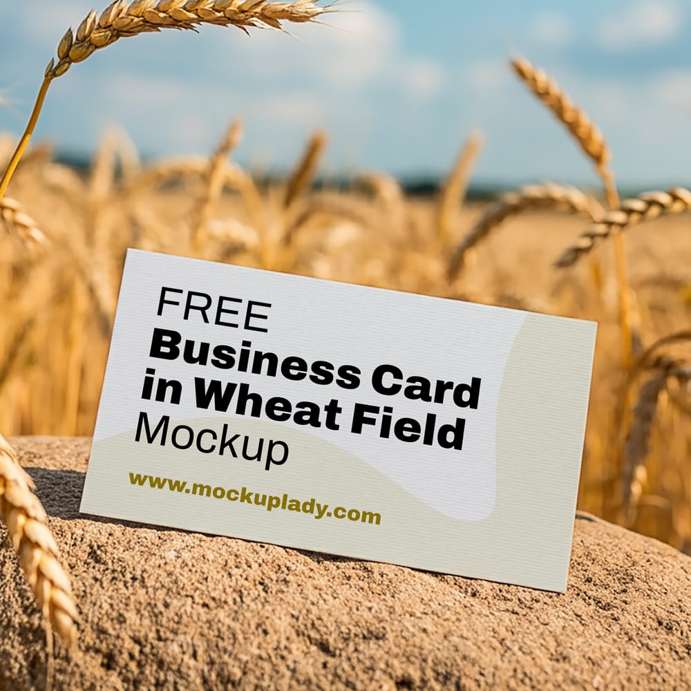 Free Business Card in Wheat Field Mockup PSD