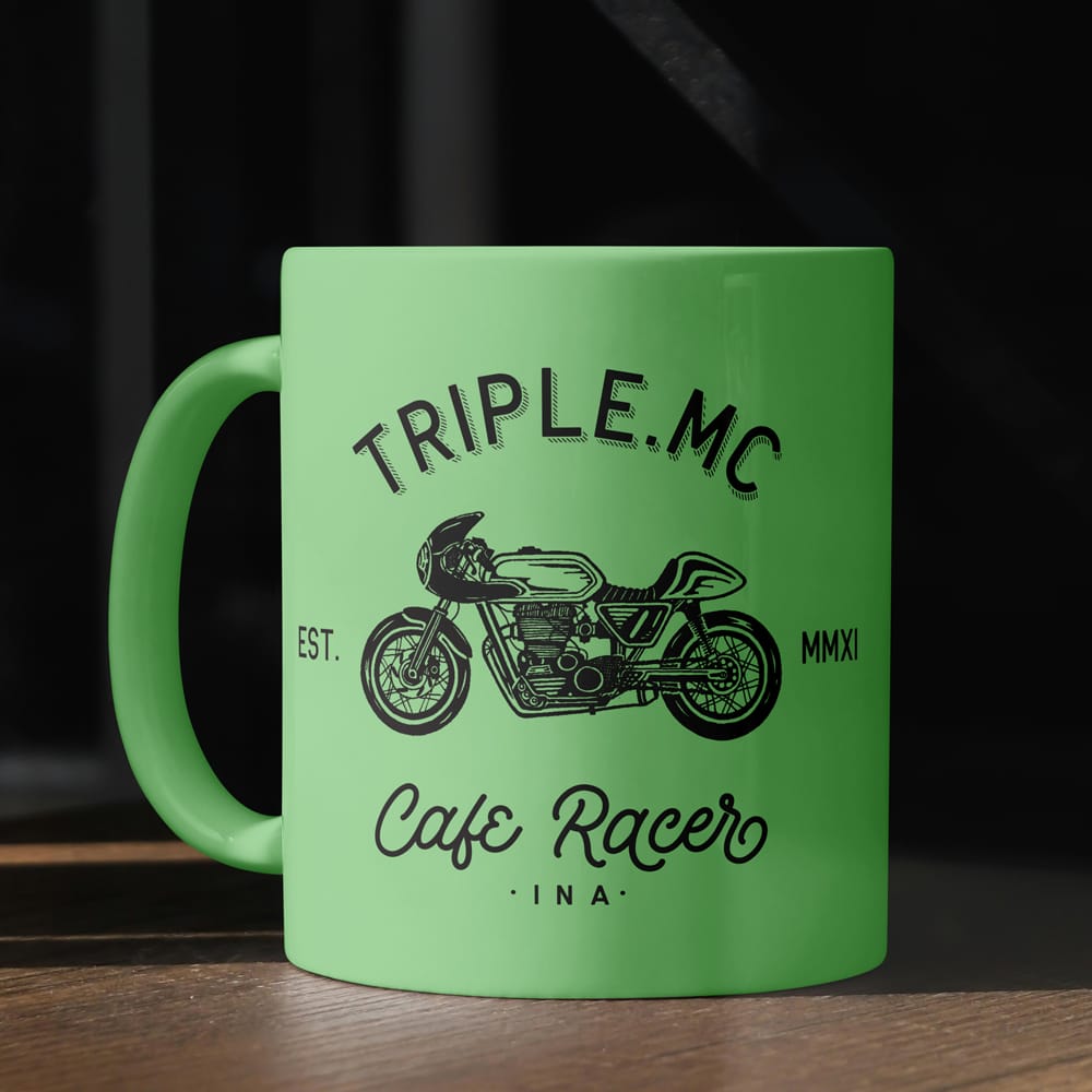 Free Ceramic Mug on Desk Mockup PSD