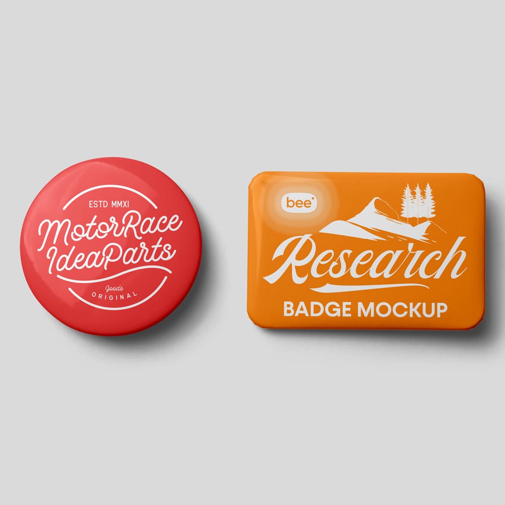 Free Circle and Rectangle Badge Mockup PSD