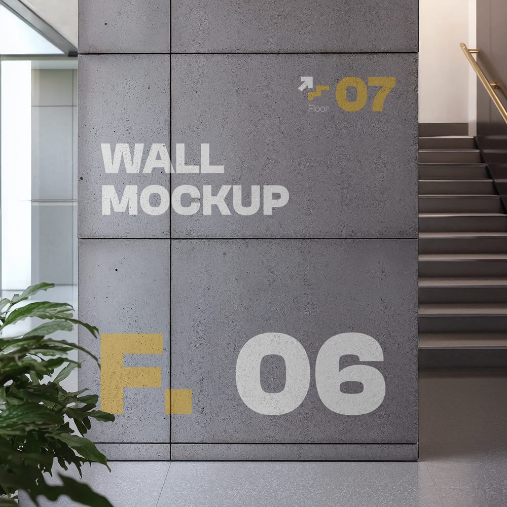 Free Concrete Wall on the Office Mockup PSD