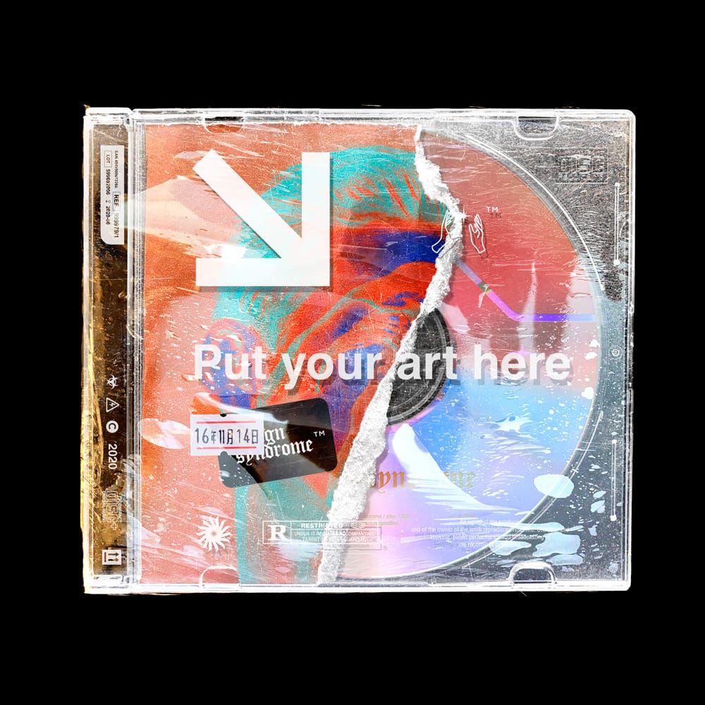 Free Distressed CD Cover Mockup PSD